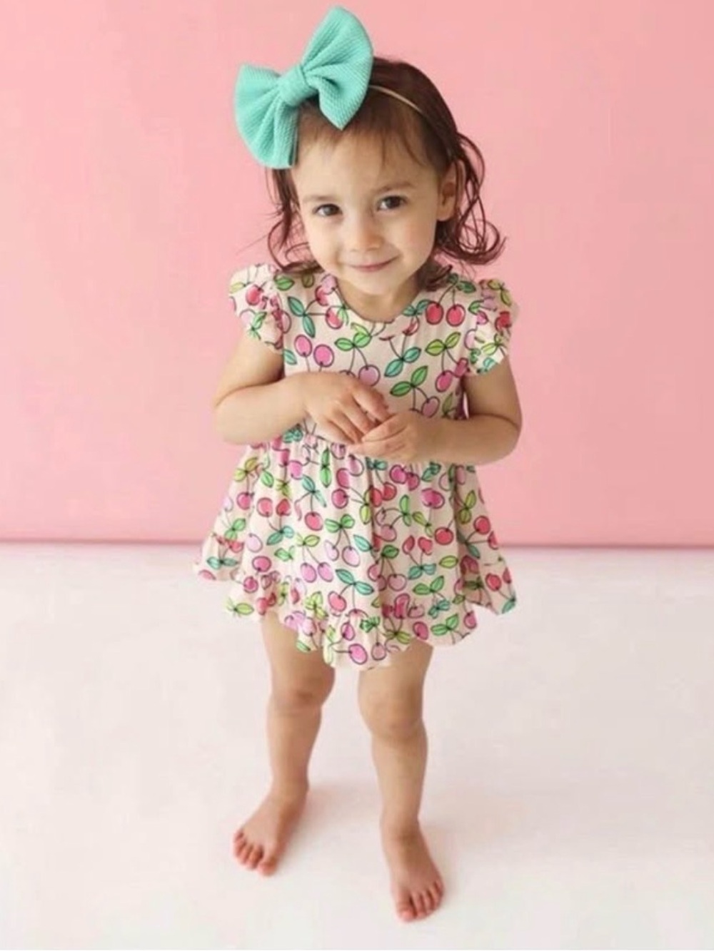 Posh Peanut bamboo Summer Cherry dress/ Skirted Bodysuit 12-18m